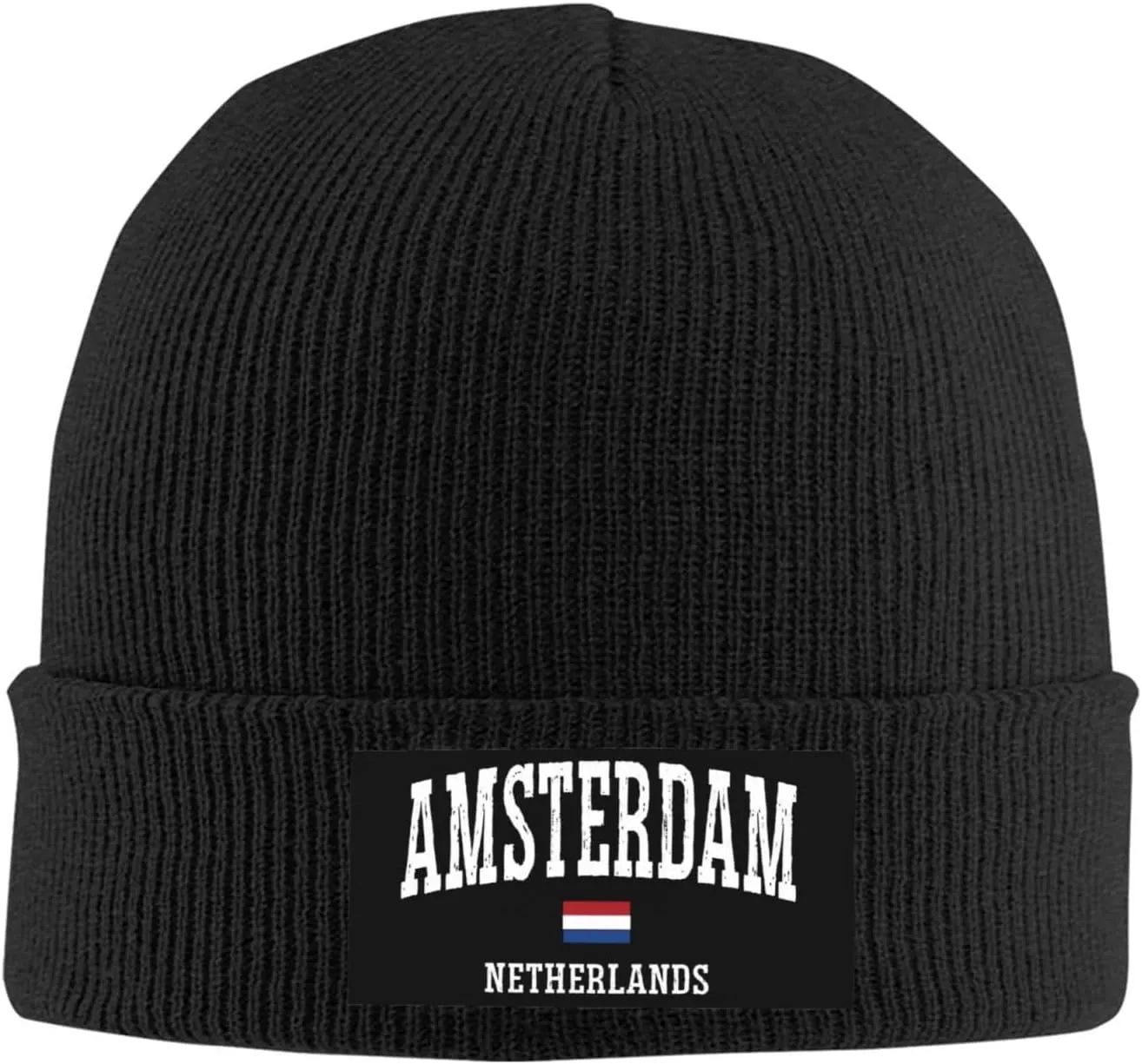 Mens Skull Caps Amsterdam Knit Thermo Winterhat for Mens Knit Cuffed Skullies & Beanies Forgirls Novelty I Love Amsterdam Cap