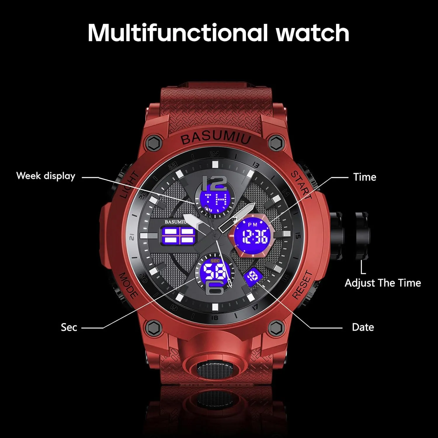 Mens Sports Wrist Watches Analog Digital Tactical Military Watch Waterproof Gold Watches for Men