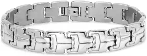 Mens Stainless Steel Patterned Link Bracelet 8 1/4 inch