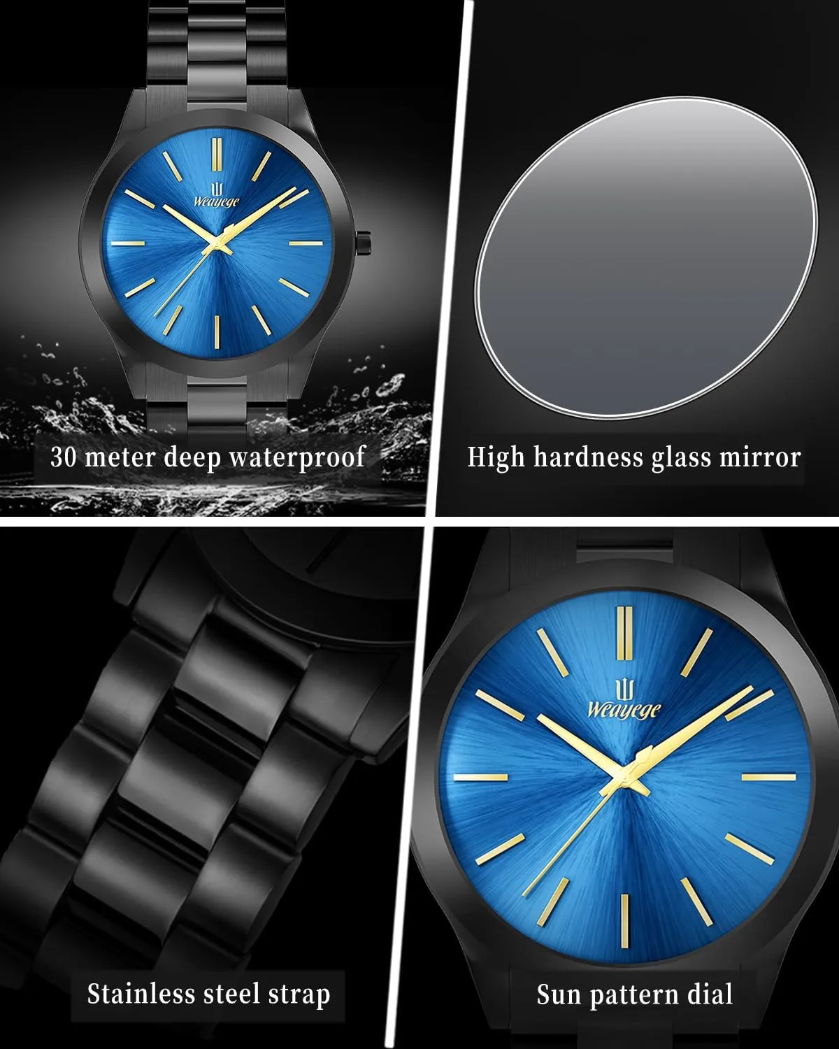 Mens Watches,Classical Stainless Steel Men's Wrist Watches,Fashion Minimalist Business Men's Wrist Watches Luxury Quartz Waterproof Watches Bussiness Watches for Men,Gifts for Men