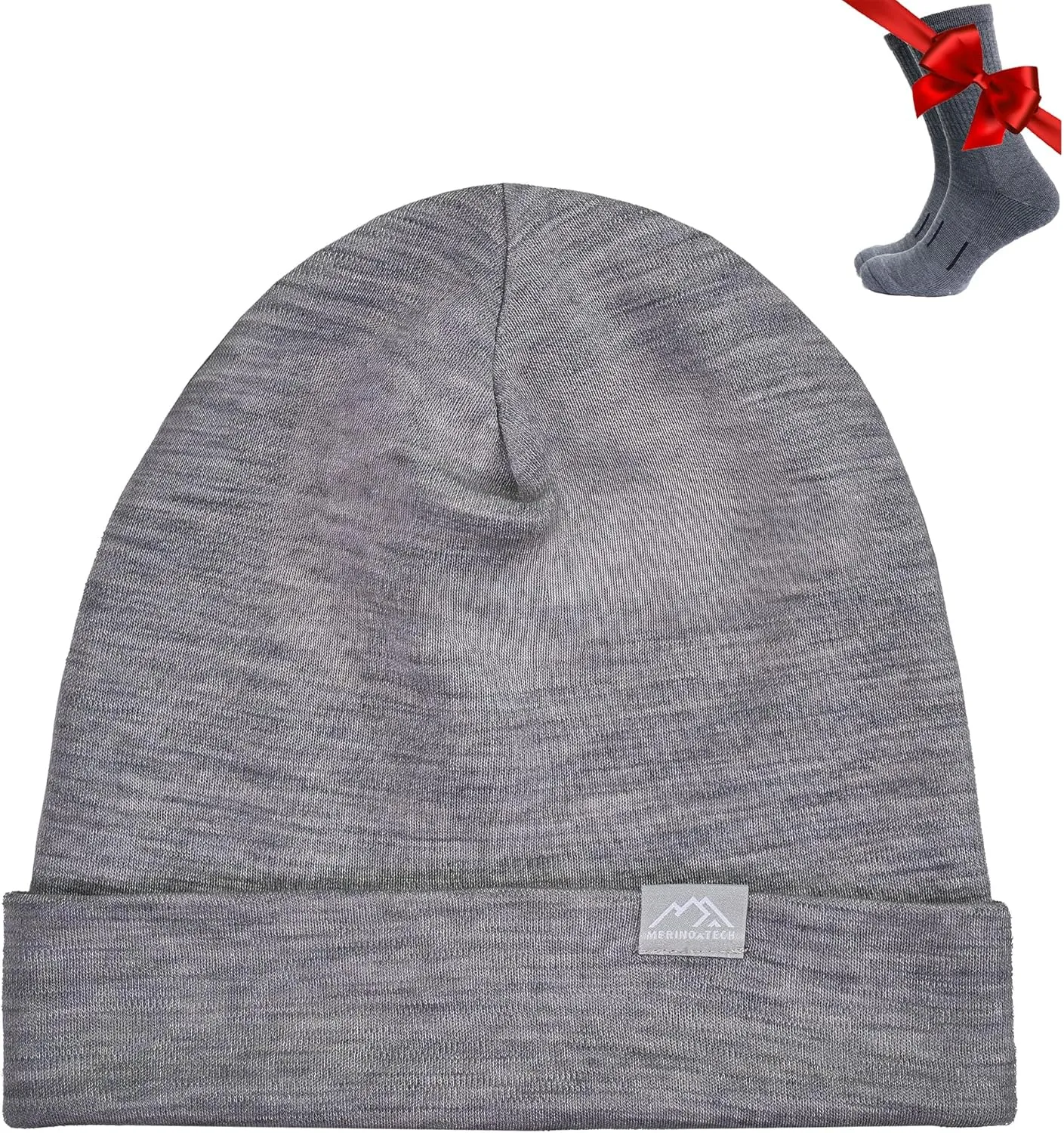Merino Wool Beanie Men and Women  Cuff Merino Wool Hats for Men and Women - Unisex Adult Beanie Hat and Socks
