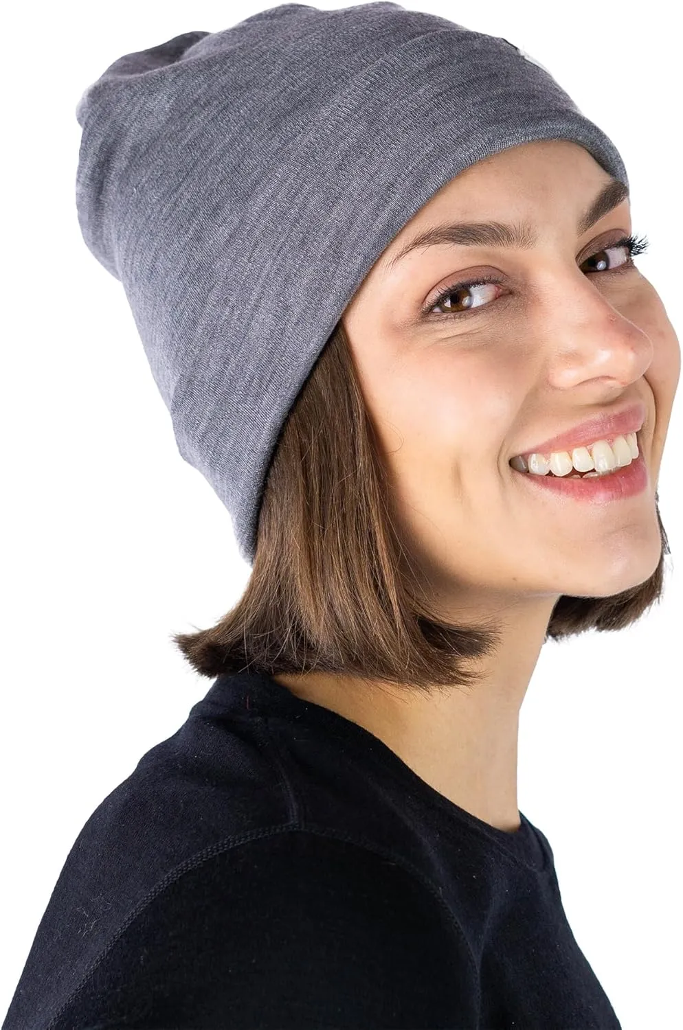 Merino Wool Beanie Men and Women  Cuff Merino Wool Hats for Men and Women - Unisex Adult Beanie Hat and Socks