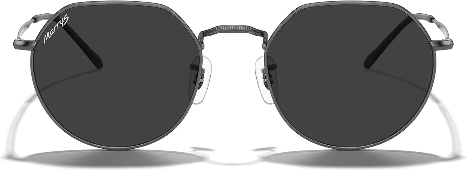 MERRY'S Round Polygon Metal Polarized Sunglasses for Women Men Retro Classic Vintage Shades S6565