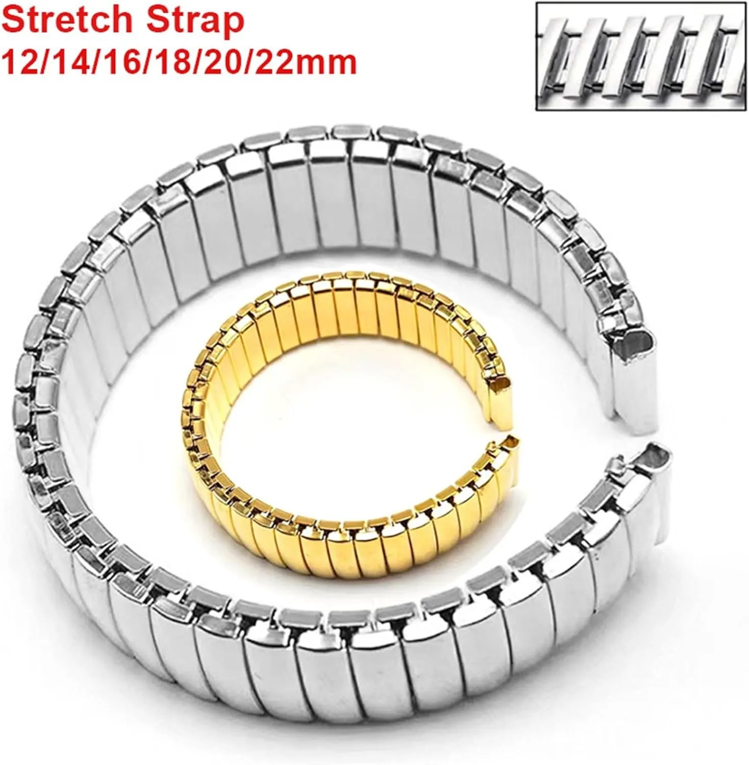Metal Elastic Strap 12 14 16 18 20 22mm Expansion Watch Band Men Women Universal Replacement