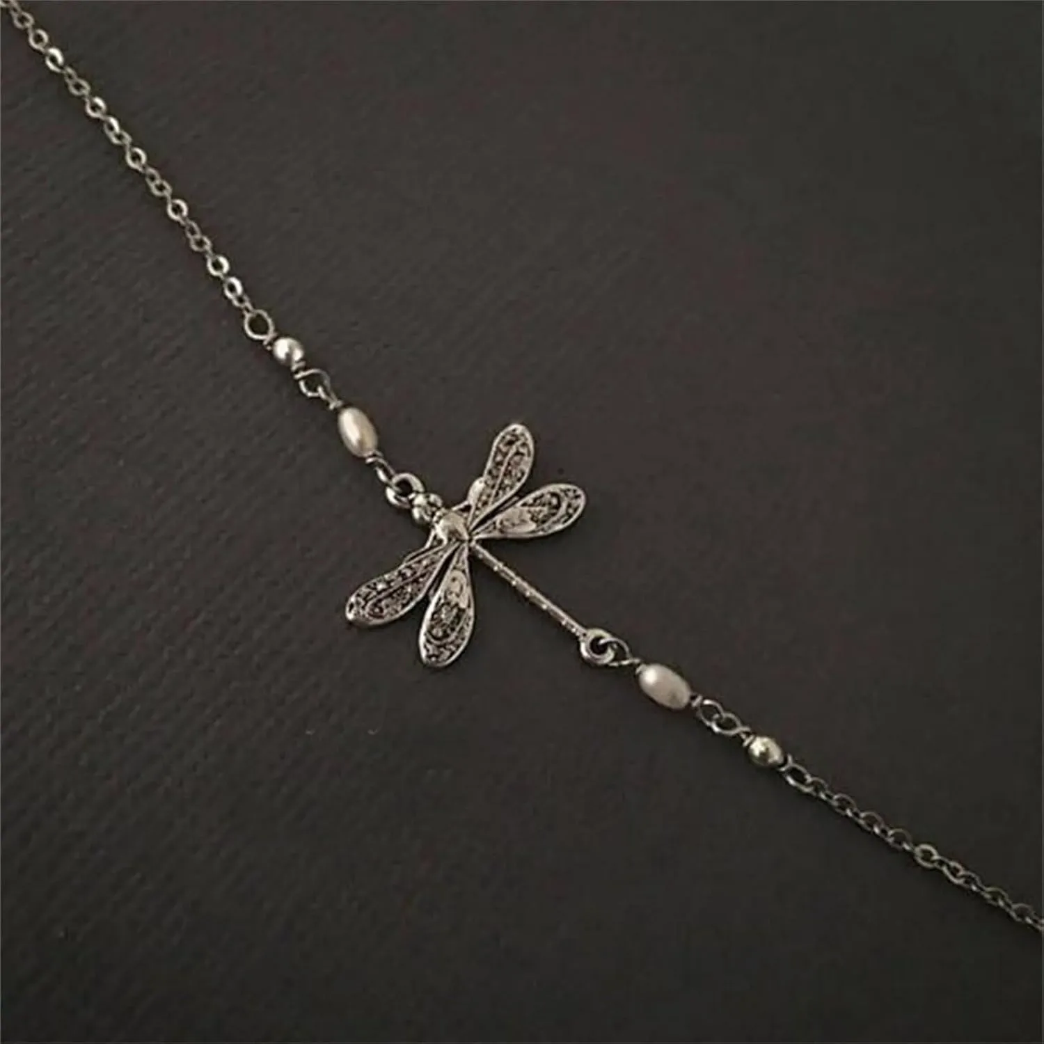 Metal Feet Chain, Fashion Glamorous Feet Chain Adjustable Dragonfly Chain Personality Sliver Anklet