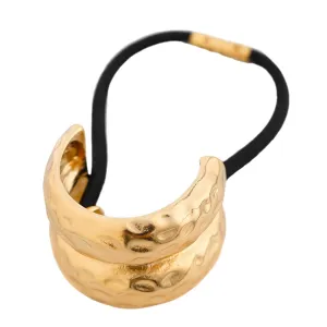 Metal Headband Metal Geometric Elastic Headband Wrapped Around Hair Suitable for Thick Hair Women's Elastic Hairpins Headband Hair Accessories (Gold, Double-Layer)