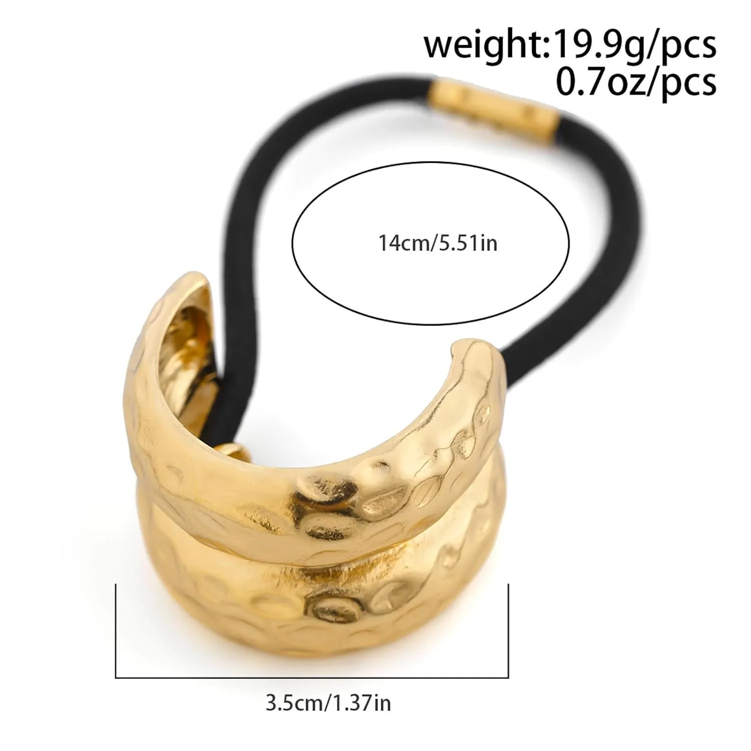 Metal Headband Metal Geometric Elastic Headband Wrapped Around Hair Suitable for Thick Hair Women's Elastic Hairpins Headband Hair Accessories (Gold, Double-Layer)