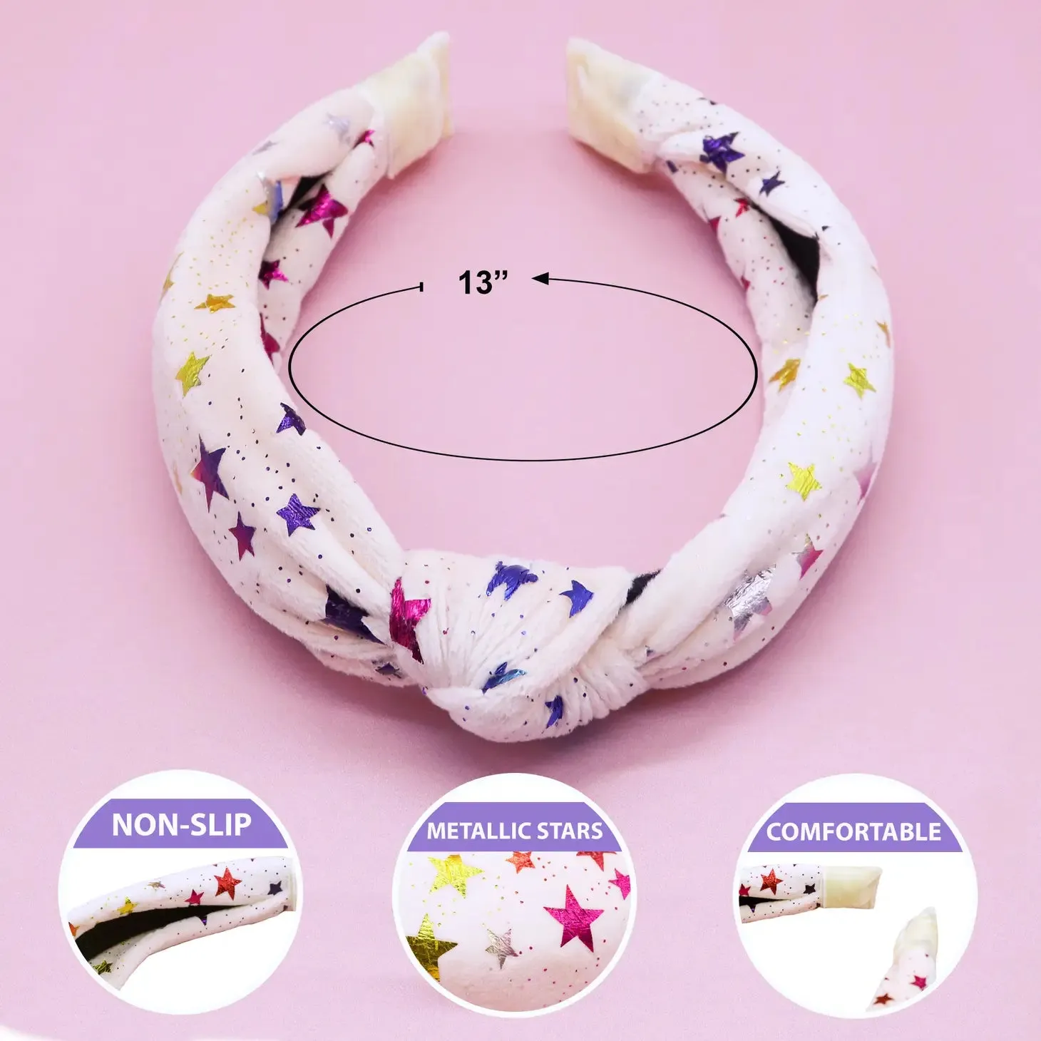 Metallic Star Velvet Knot Headband