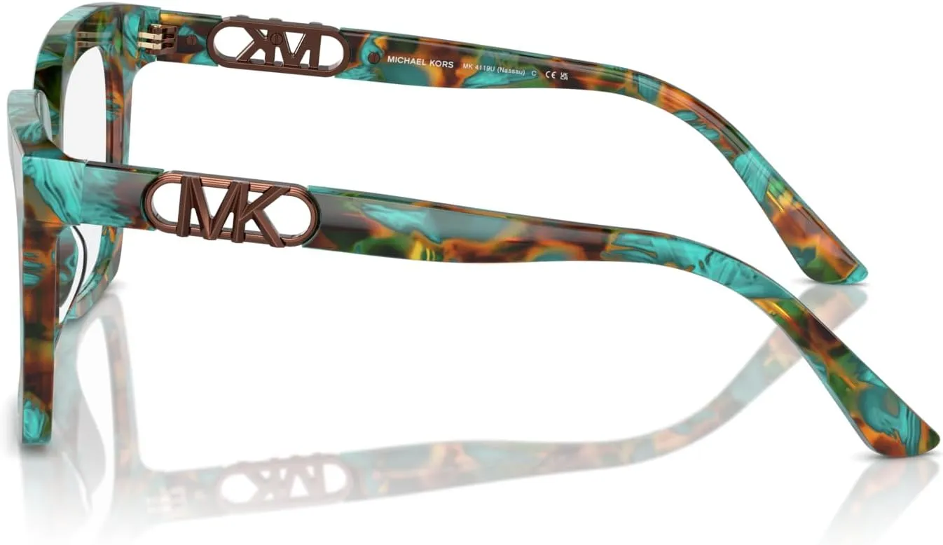 Michael Kors Women's Mk4119u Nassau Universal Fit Square Prescription Eyewear Frames