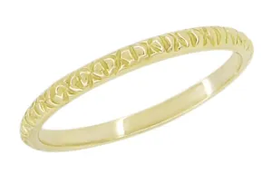 Mid Century Modern Geometric Pattern Thin Wedding Band in 14 Karat Yellow Gold - 1.9mm Wide
