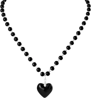 MILAKOO Chunky Puffy Heart Choker Necklace,Pentagram Star Charms Pendant Goth Choker for Women Halloween Layered Ball Beads Necklace