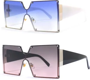 mincl/Oversized Shield Sunglasses Woman 2019 Fashion Luxury Shades UV400 Vintage Flat Top Futuristic Sunglasses