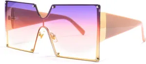 mincl/Oversized Shield Sunglasses Woman 2019 Fashion Luxury Shades UV400 Vintage Flat Top Futuristic Sunglasses