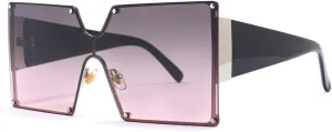 mincl/Oversized Shield Sunglasses Woman 2019 Fashion Luxury Shades UV400 Vintage Flat Top Futuristic Sunglasses