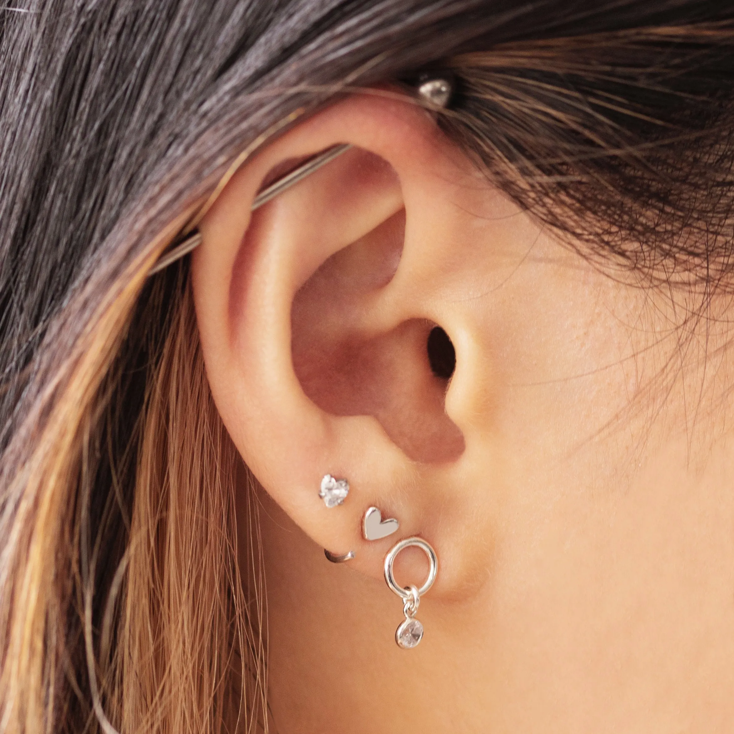 Mini Circle Bezel Drop Earrings