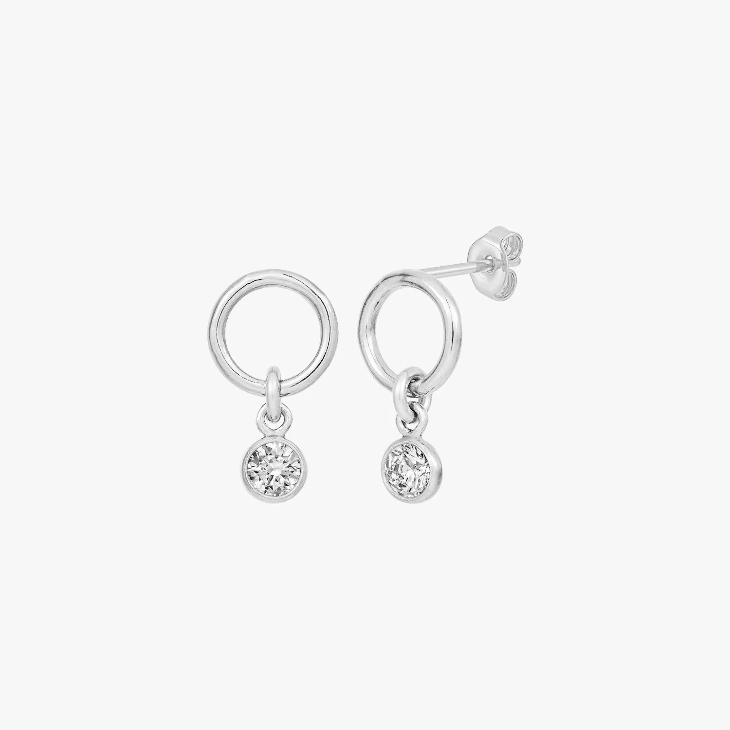 Mini Circle Bezel Drop Earrings