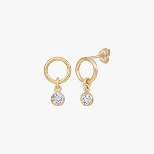 Mini Circle Bezel Drop Earrings