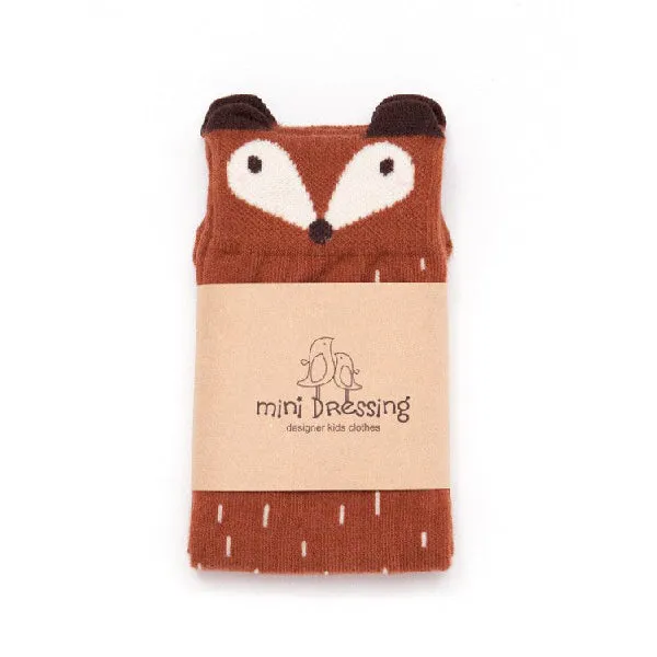Mini Dressing Brown Fox Knee Socks