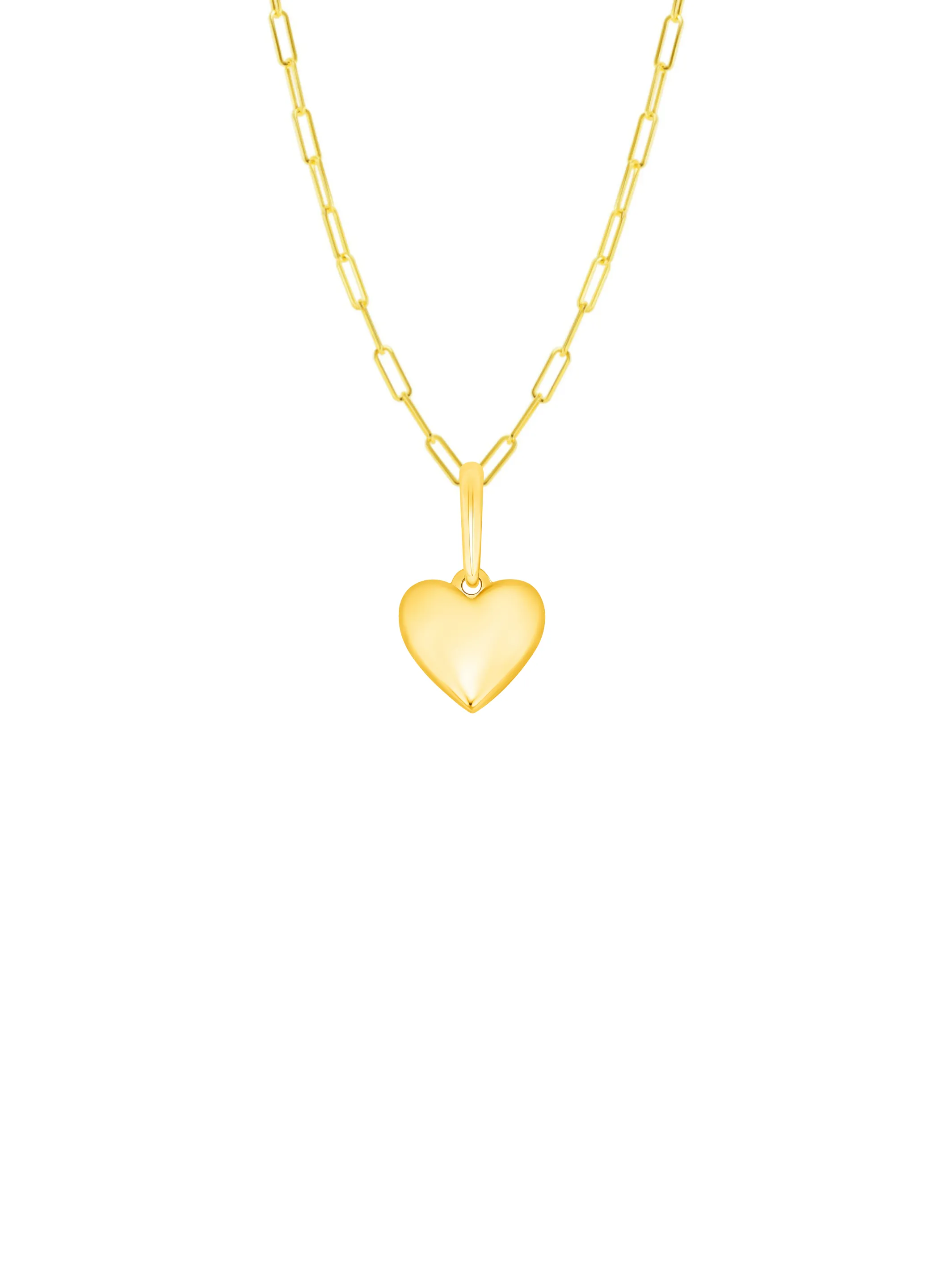 Mini Puffy Heart Charm Necklace 14K