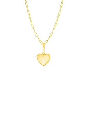 Mini Puffy Heart Charm Necklace 14K