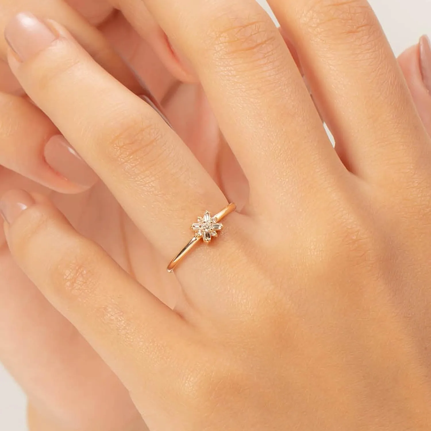 Minimalist Cluster Diamond Ring in Real Gold