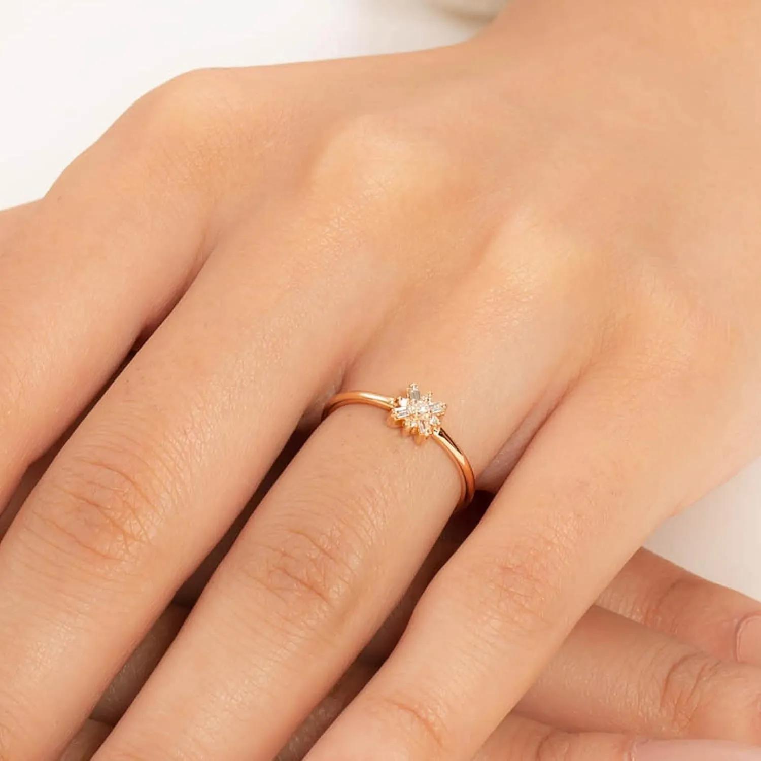 Minimalist Cluster Diamond Ring in Real Gold