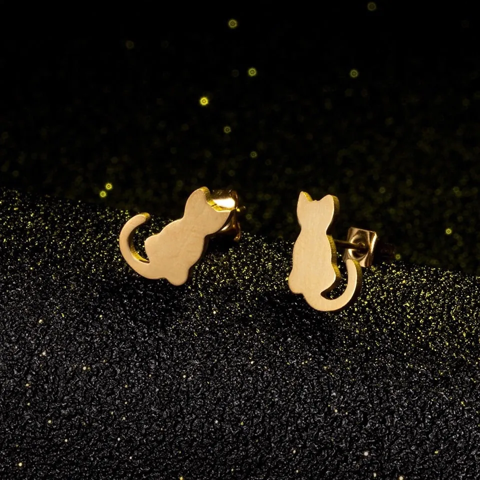 Minimalist Kitty Stud Earrings