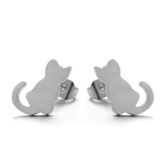 Minimalist Kitty Stud Earrings