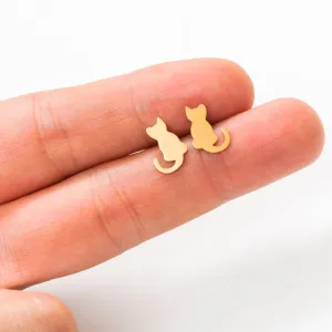 Minimalist Kitty Stud Earrings