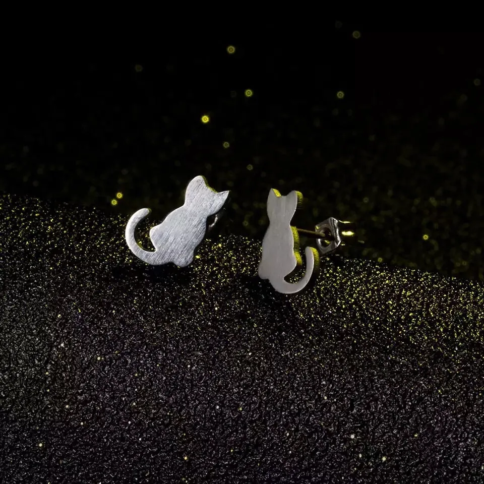 Minimalist Kitty Stud Earrings