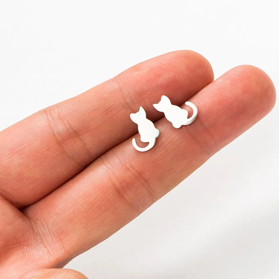 Minimalist Kitty Stud Earrings