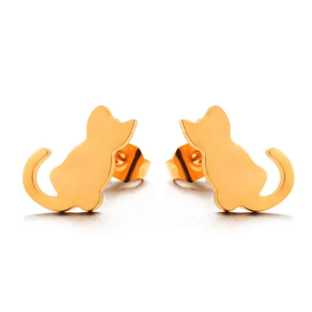 Minimalist Kitty Stud Earrings