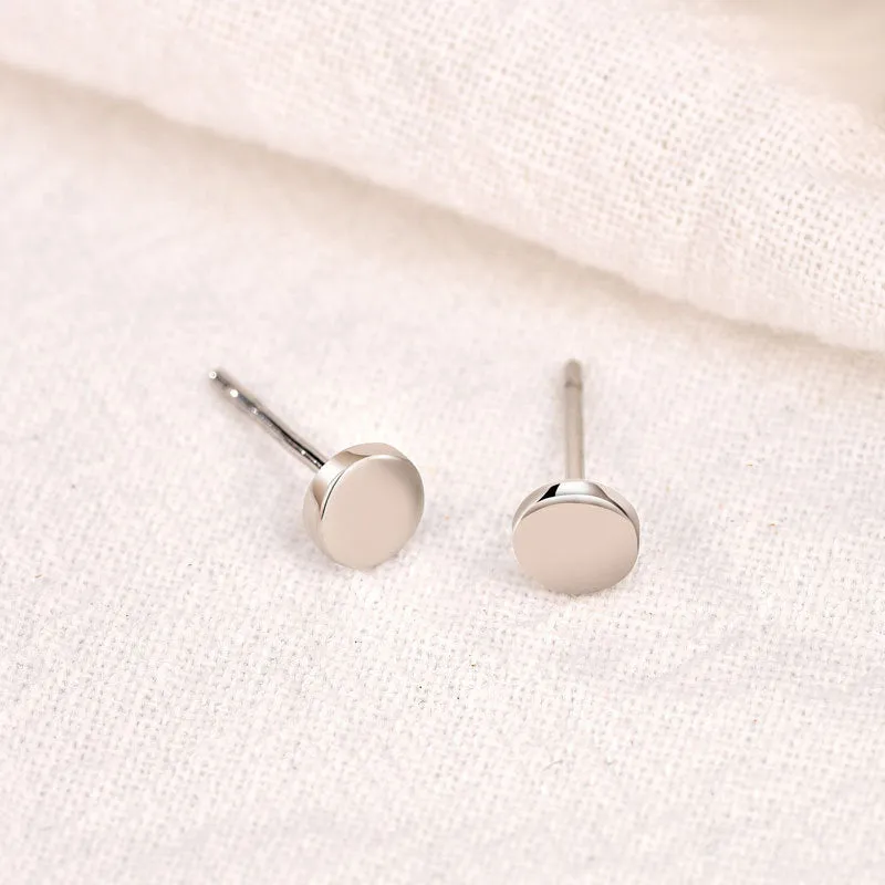 Minimalist Round Stud Earrings in Sterling Silver