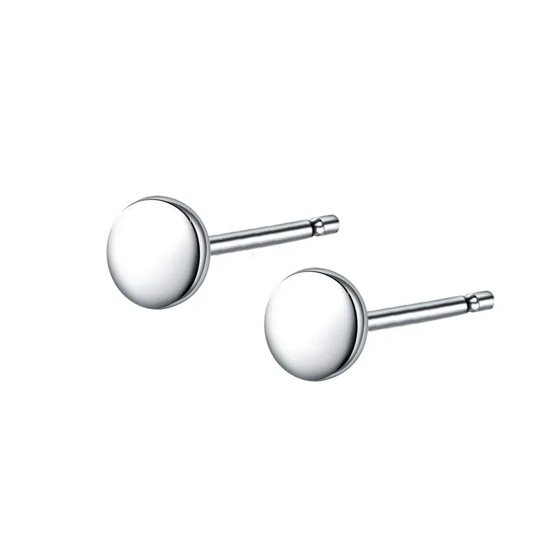 Minimalist Round Stud Earrings in Sterling Silver