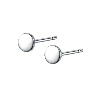 Minimalist Round Stud Earrings in Sterling Silver