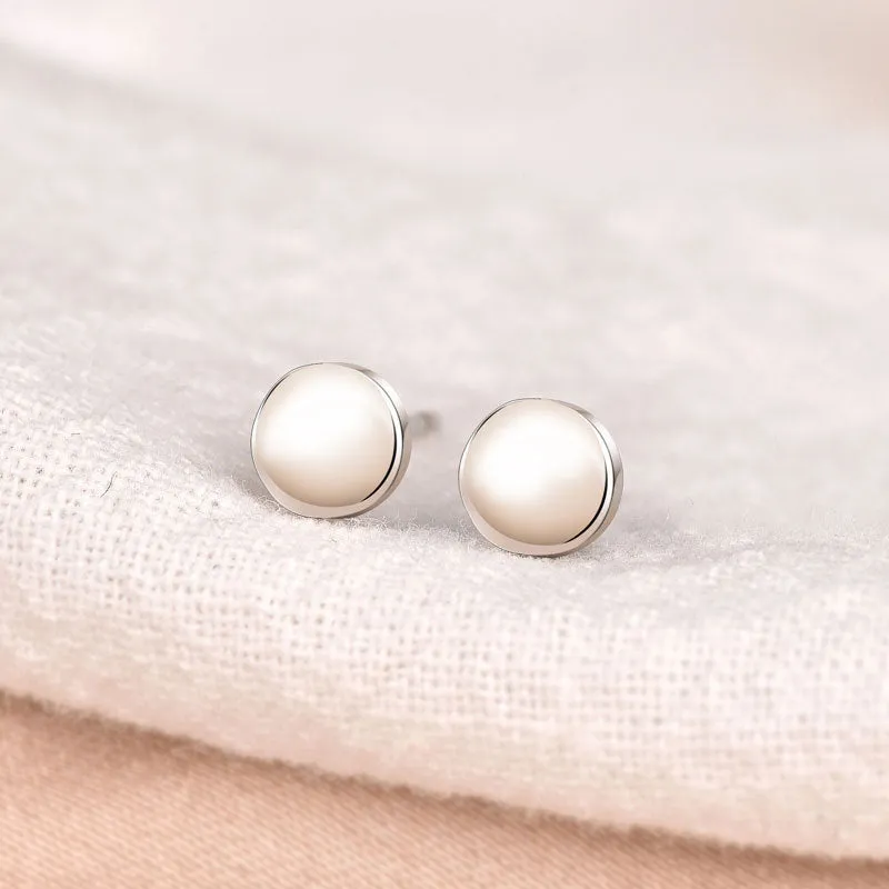 Minimalist Round Stud Earrings in Sterling Silver