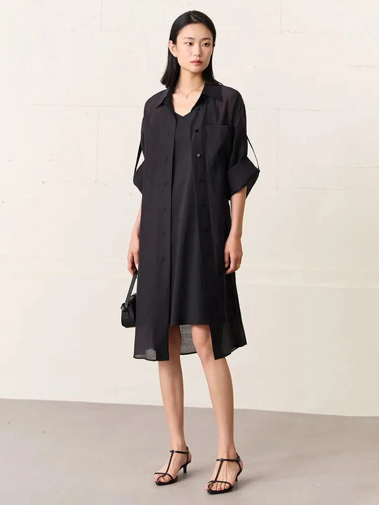 Minimalist Sheer Belt Shirt