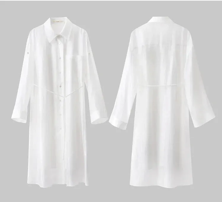 Minimalist Sheer Belt Shirt