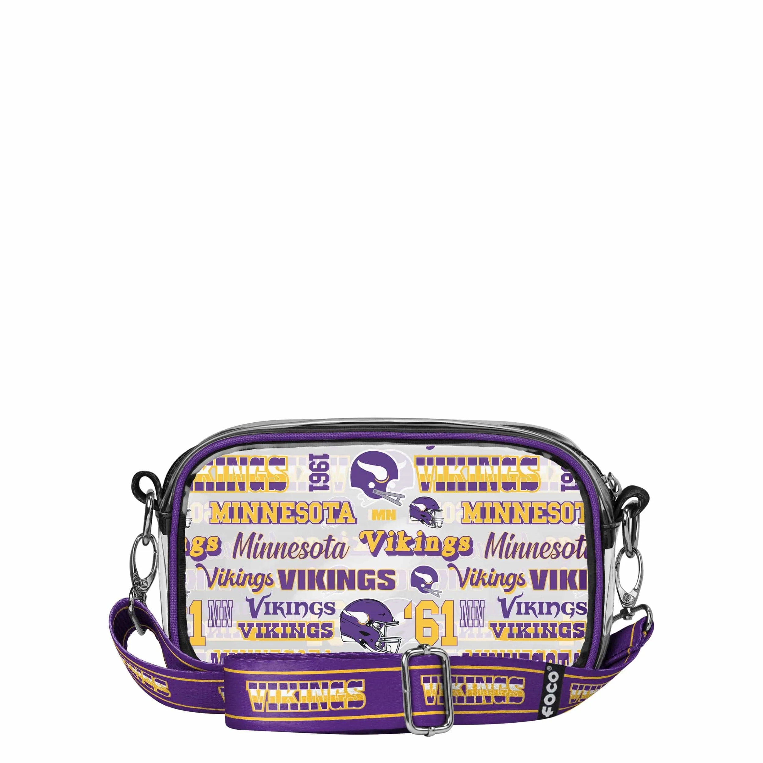 Minnesota Vikings NFL Repeat Retro Print Clear Crossbody Bag