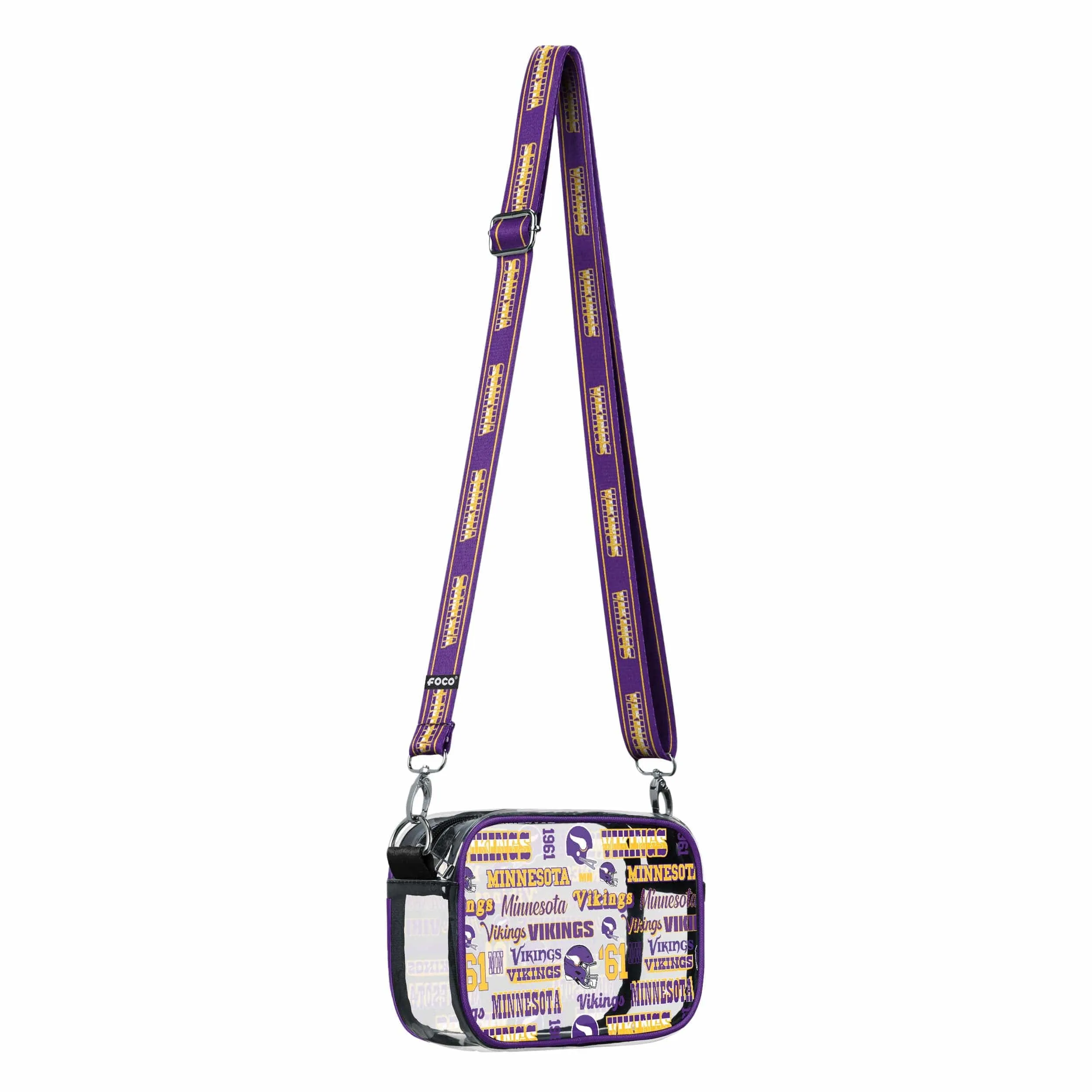 Minnesota Vikings NFL Repeat Retro Print Clear Crossbody Bag