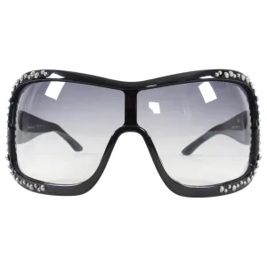 Miu Miu Black Stud Oversized Shield Wrap Sunglasses