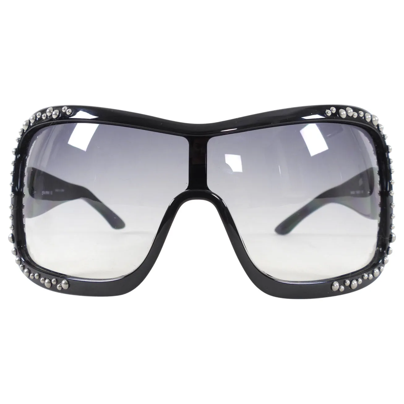 Miu Miu Black Stud Oversized Shield Wrap Sunglasses