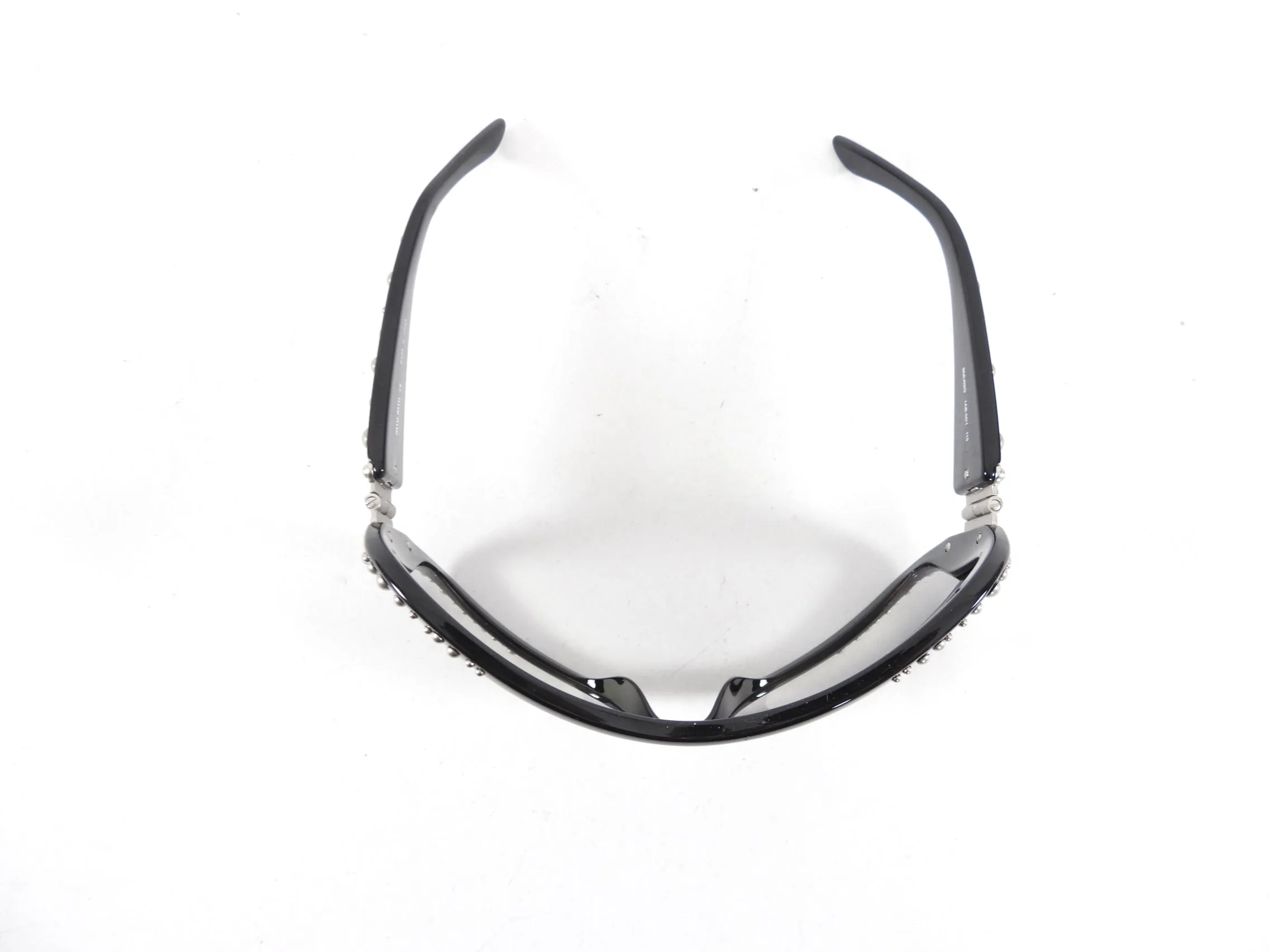 Miu Miu Black Stud Oversized Shield Wrap Sunglasses