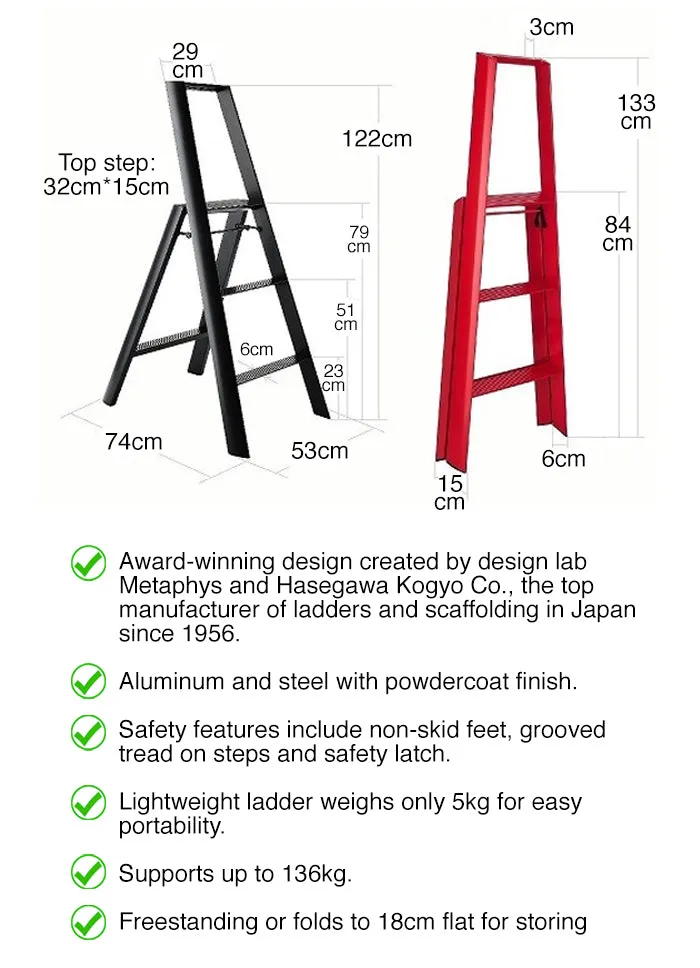 Ml23Wh Lucano Alum 3-Step Stool (White)