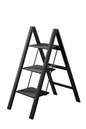 Ml8Bka Lucano Alum Slim 3-Step Stool (Black)