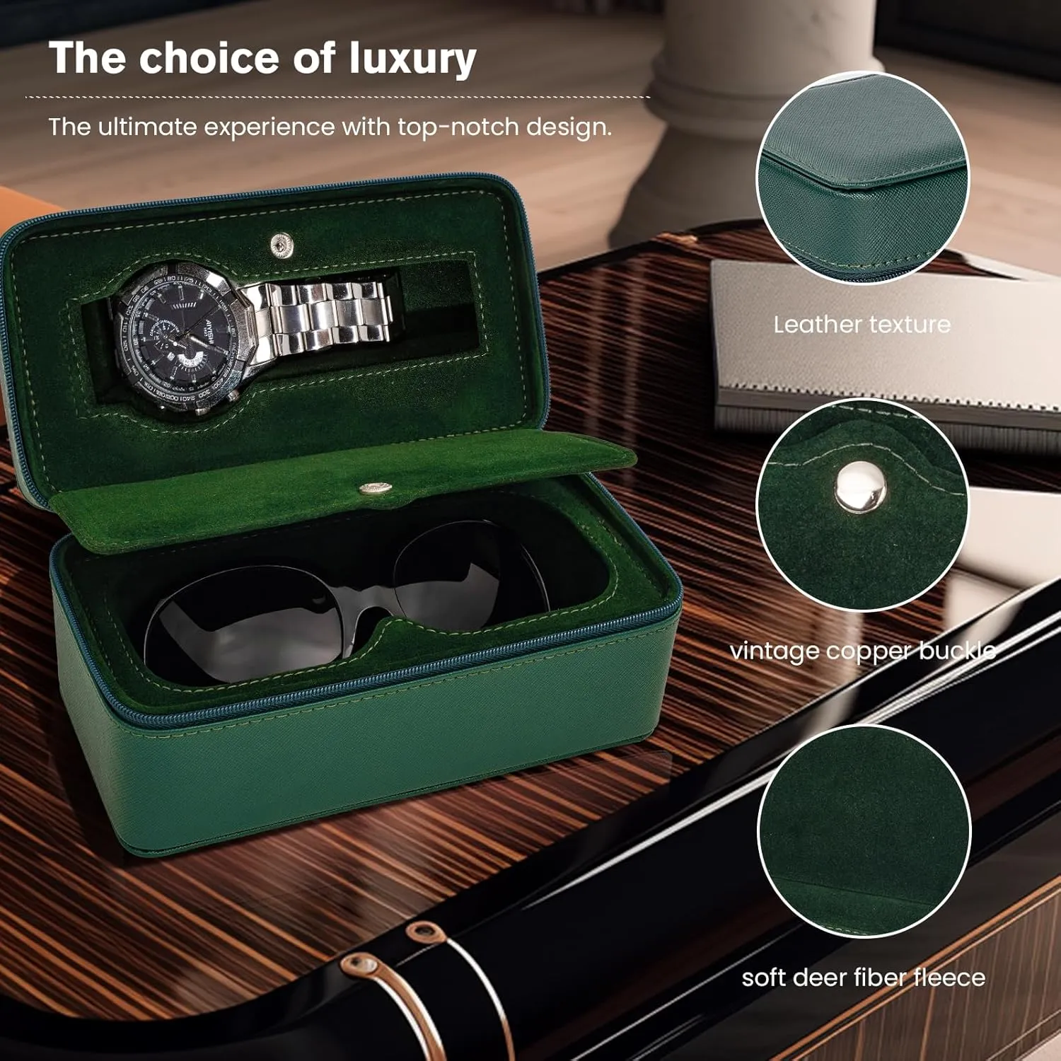 molshine Watch & Sunglasses Portable Case,Eyeglasses & Jewelry Holder Storage Travel Box for Women Men Girl Model