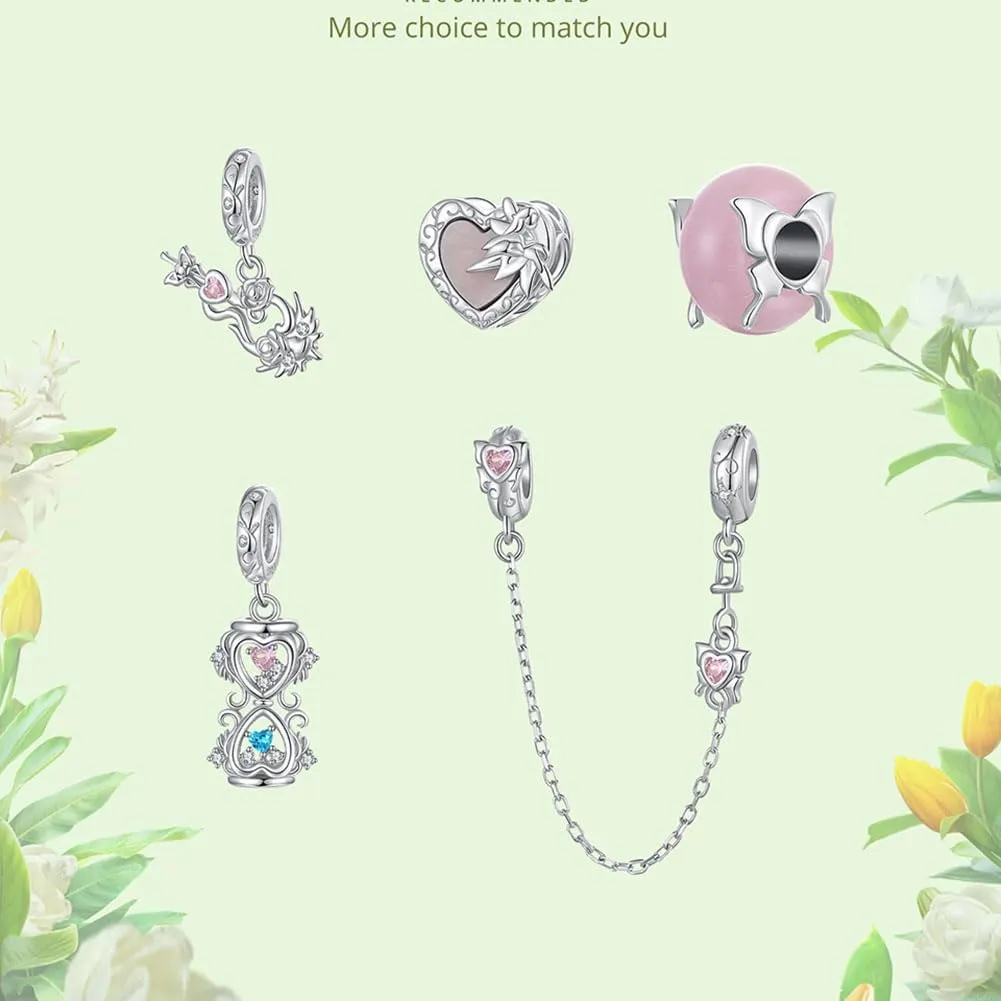 Mom Charm 925 Sterling Silver Love Heart Anniversary Birthstone Angel Bowknot Family DIY Gift Charm for Pandora Charm Bracelet