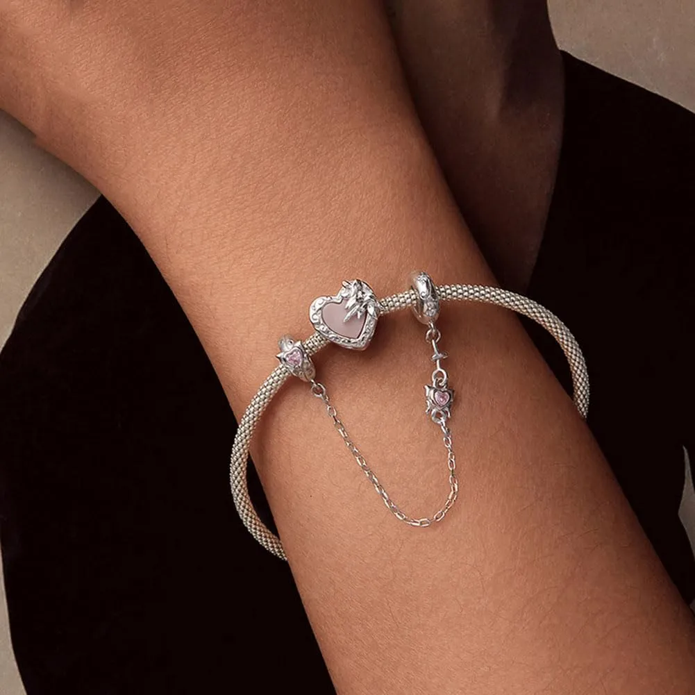 Mom Charm 925 Sterling Silver Love Heart Anniversary Birthstone Angel Bowknot Family DIY Gift Charm for Pandora Charm Bracelet