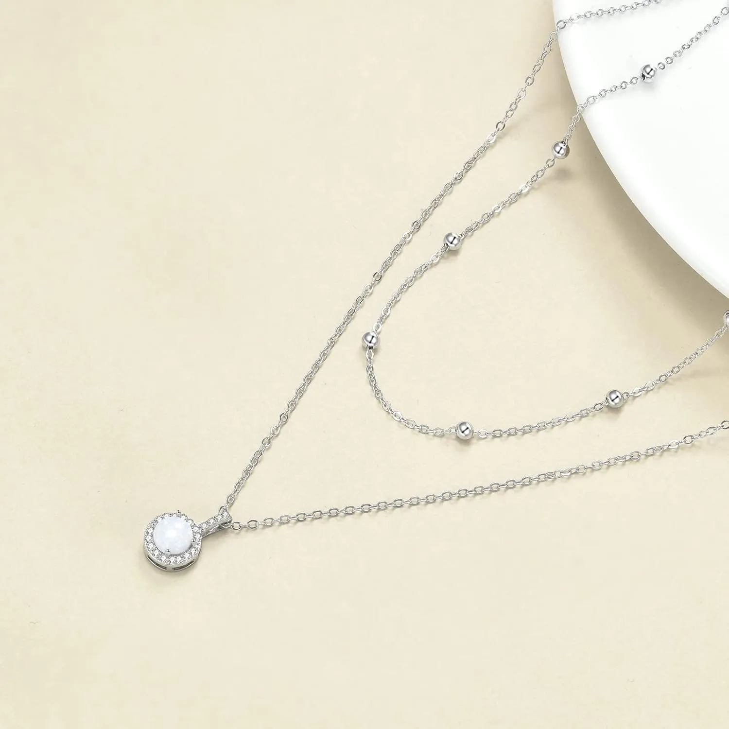 MONGAS Tree of Life/Lotus/Daisy/Layered Necklace Sterling Silver Stacked Layered Choker Necklace Jewelry Gifts for Women