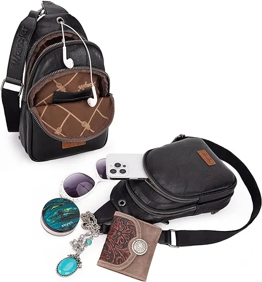 Montana West Wrangler Crossbody Chest Bag Dual Zippered Compartment